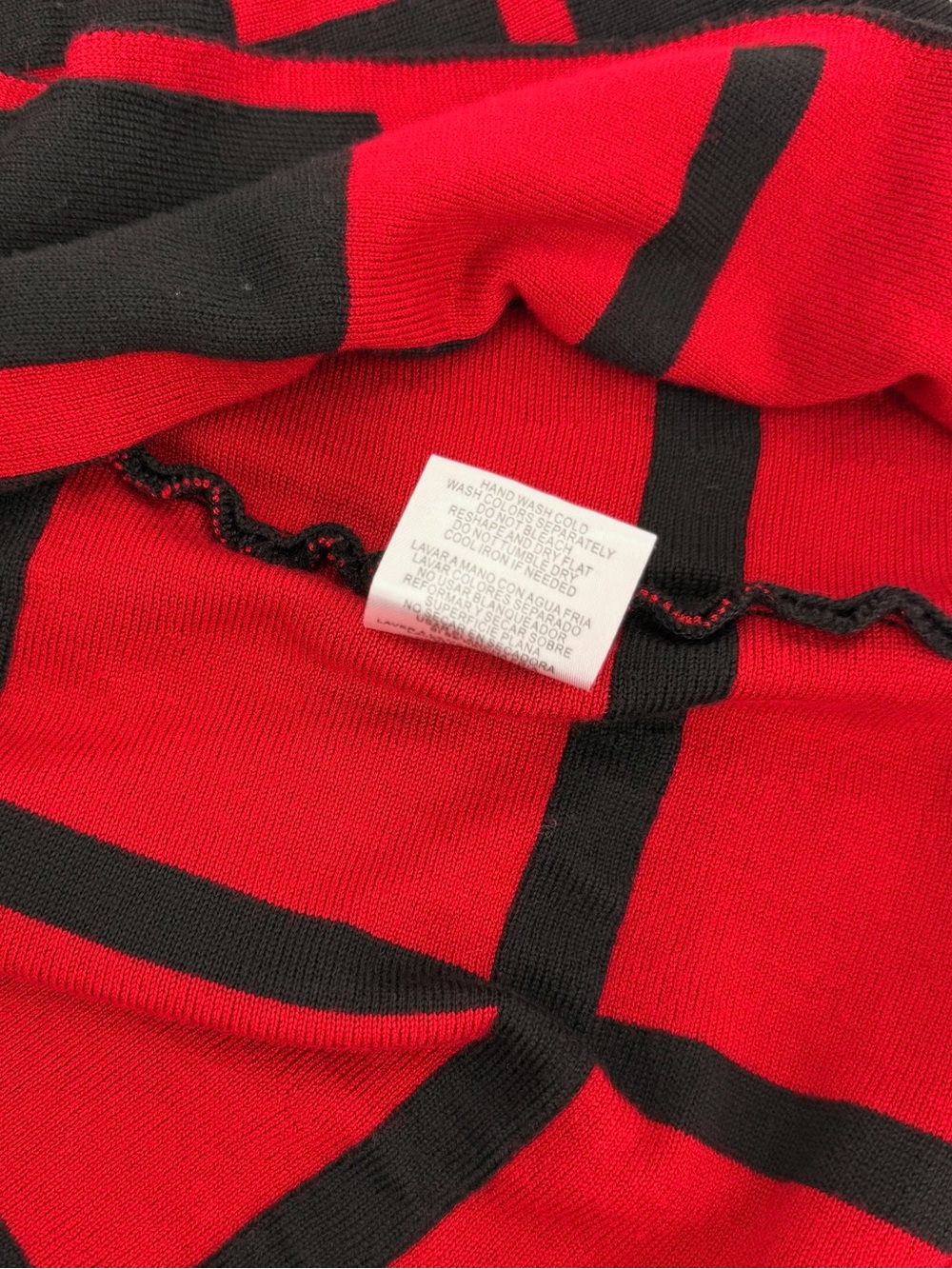 Danny & Nicole Red Black Plaid Sweater Dress M Fit Flare 3/4 Sleeve - Picture 4 of 4